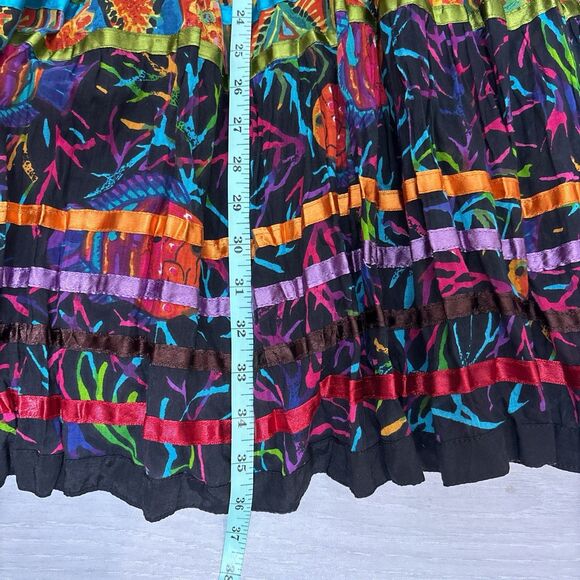 Womens Boho Maxi Skirt M Multicolor Patchwork Tiered Coachella Boho Festival - Picture 7 of 8